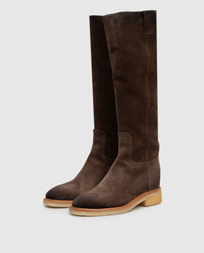 Santoni Коричневі замшеві чоботи з логотипом WSHP71816PARNHSY