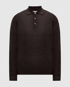 Brunello Cucinelli Коричневе поло з кашеміру, шовку та льону MSY00295