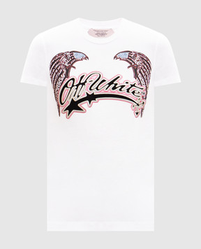 Off-White Біла футболка Double Eagle з кристалами Swarovski 29A00308T