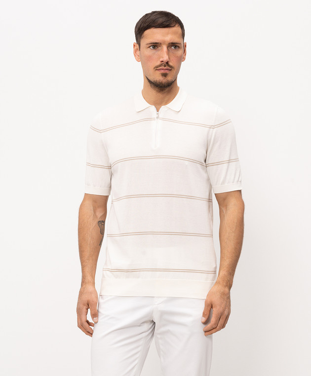 Cashmere&Whiskey Поло кольору айворі в смужку MB235Z зображення 3