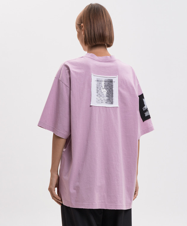 Balenciaga Розовая футболка с брендовыми нашивками A00497TUVP5 изображение 4