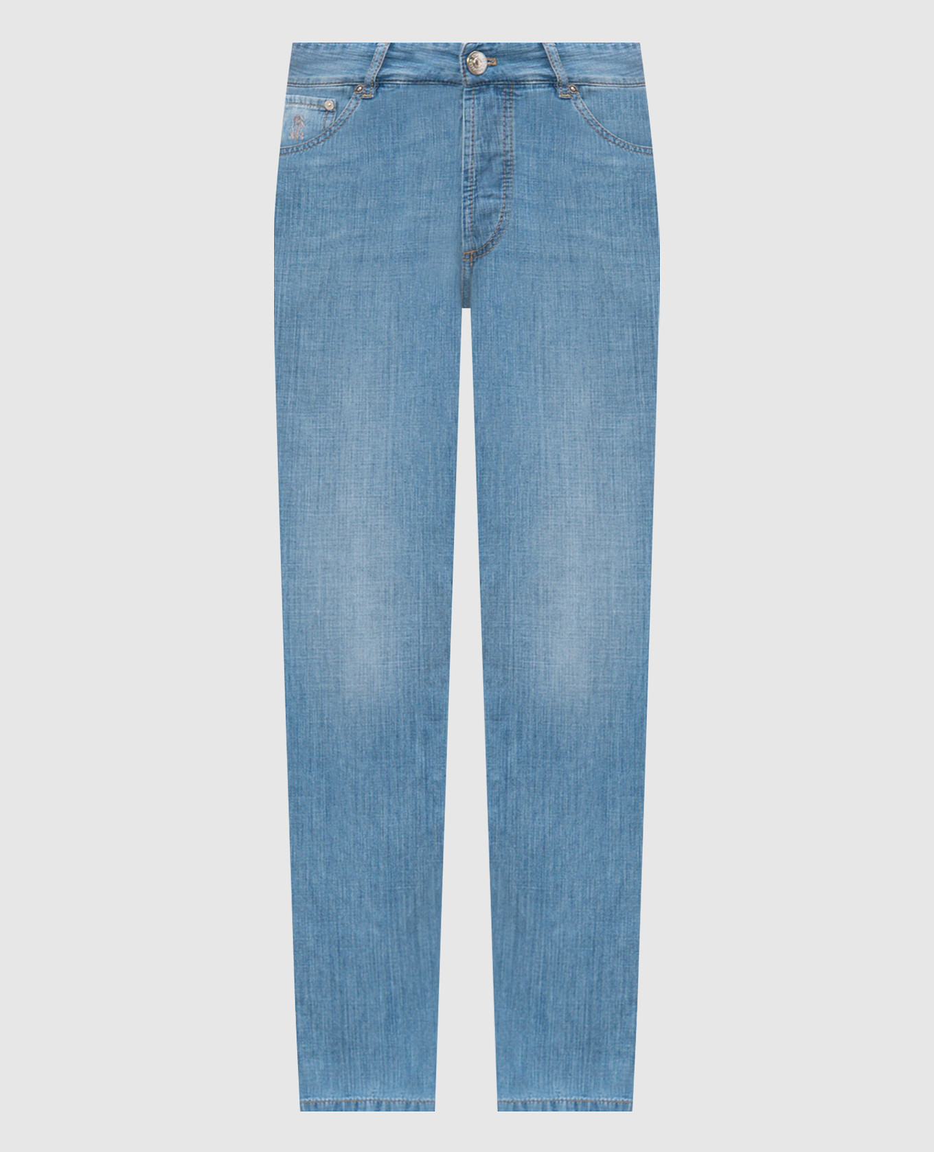 Голубые джинсы с вышивкой эмблемы