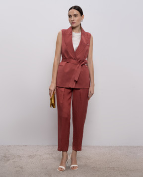 Peserico Красный двубортный жилет с леном A03028A01926