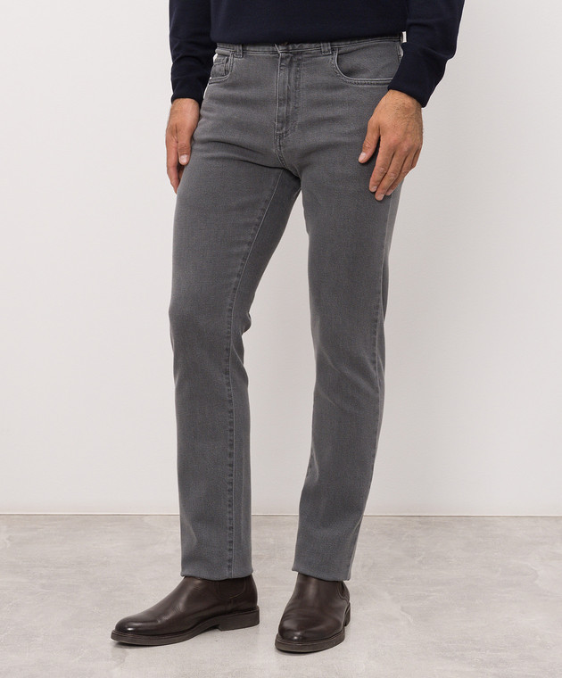 Canali Серые джинсы слим с патчем логотипа PX0102891719 изображение 3