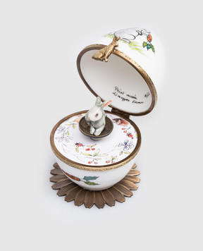 Fanex France Белое музыкальное фарфоровое яйцо Кролик OPLABLANC