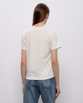 Saint Laurent Біла футболка з нашивкою логотипа 810277Y37RY