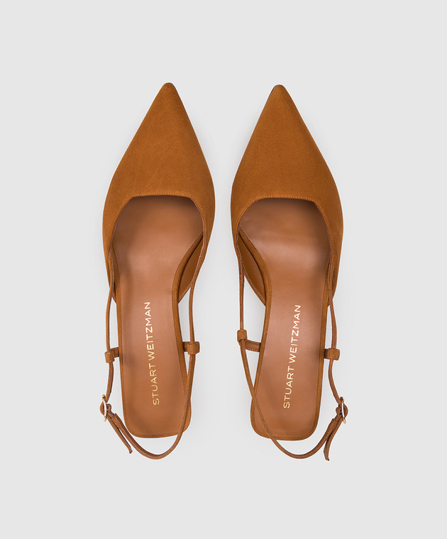 Stuart Weitzman Коричневі замшеві слінгбеки VINNIE SJ433 зображення 4