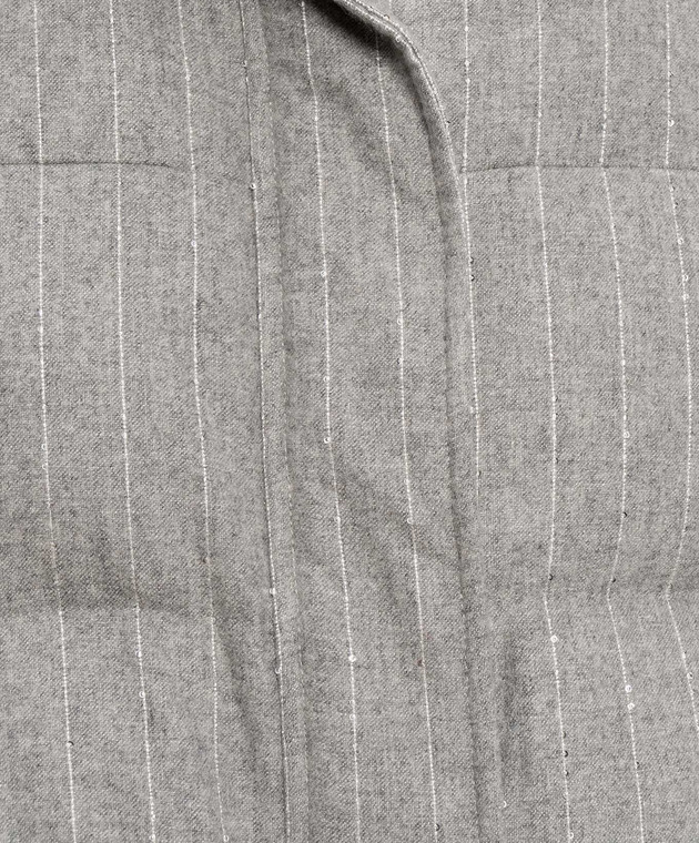 Brunello Cucinelli Серый пуховик с шерстью в полоску MG5767484 изображение 5