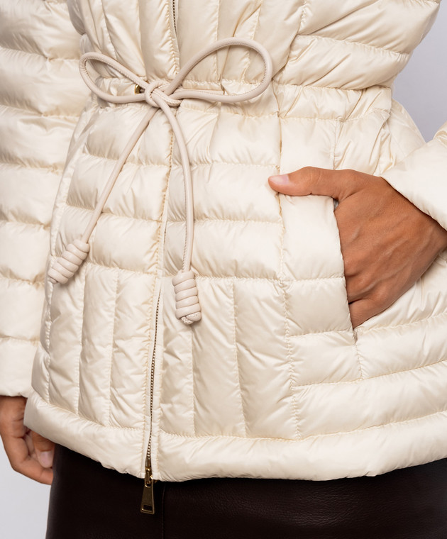 Moncler Бежева пухова куртка з нашивкою логотипа L20931A00150597YF зображення 5