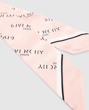 Givenchy Рожева стрічка твіллі із шовку Shadow з логотипом 710010165002
