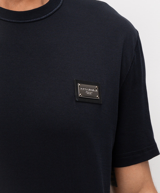 Dolce&Gabbana Синя футболка з патчем логотипа G8PT1TG7P1B зображення 4