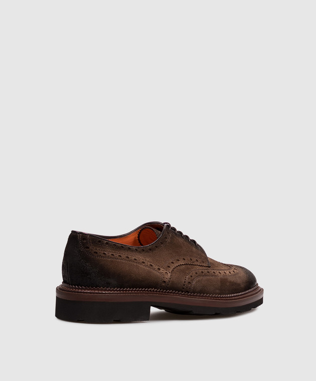 Santoni Коричневые замшевые оксфорды MCCG15761JL4GVOE изображение 3