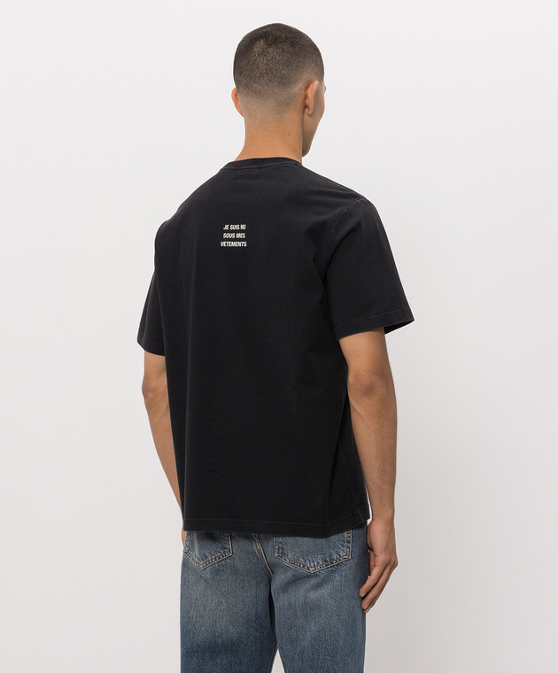 Vetements Чорна футболка з принтом напису MH27TR171Bm зображення 4