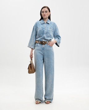 Solotre Блакитний джинсовий комбінезон з ефектом потертості M1AB0166