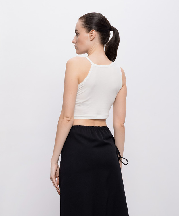 Y`S Yamamoto Білий топ з вишивкою монограми YKT01060 зображення 4