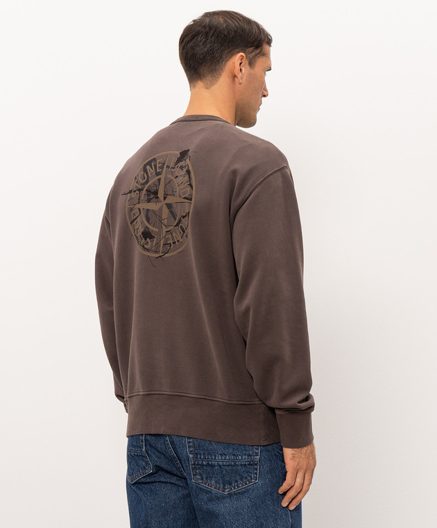 Stone Island Коричневий світшот з принтом логотипа L2S156100037S0E20 зображення 4