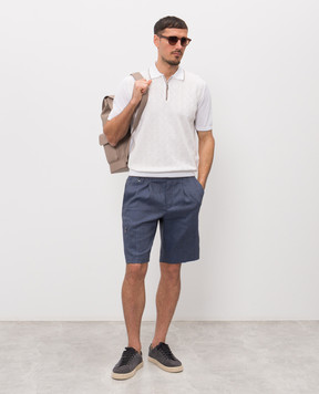 Stefano Ricci Поло кольору айворі з шовком з блискавкою K212034P31F26190