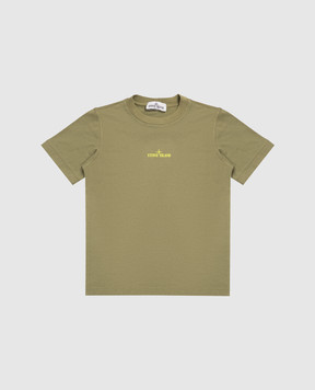 Stone Island Дитяча футболка кольору хакі з емблемою та логотипом L1S162100009S037768