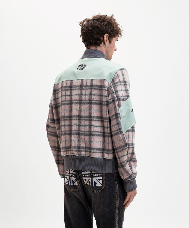 Off-White Утепленный бомбер с шерстью в клеточку 44XEH05RS26F001 изображение 4