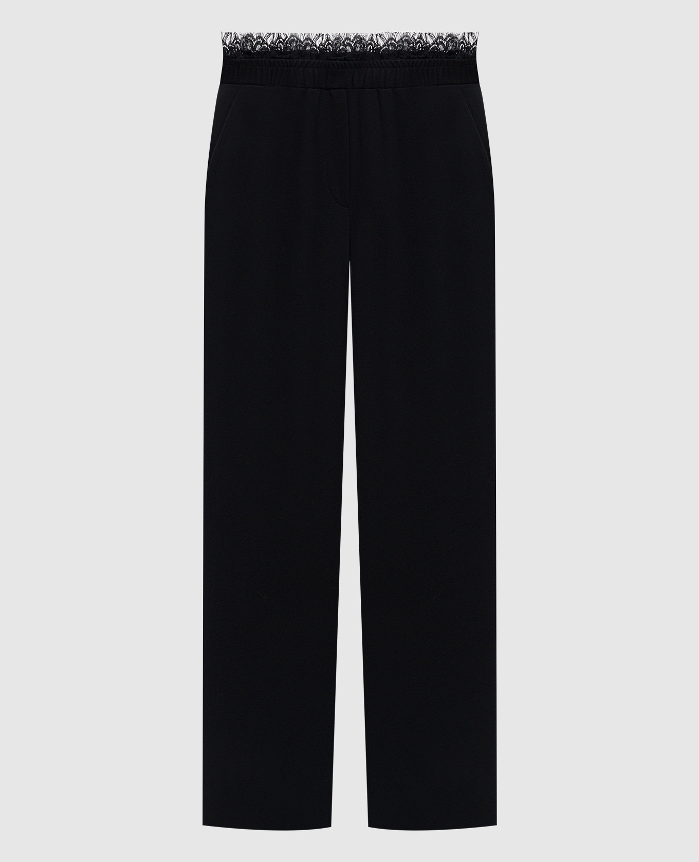 

Черные брюки клеш с кружевом, Черный, Брюки клеш