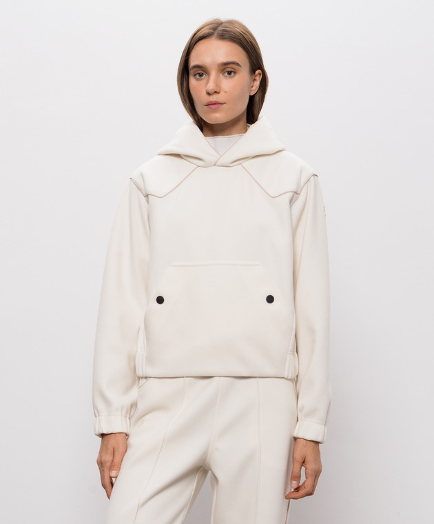 Moncler Grenoble Худі з нашивкою емблеми кольору айворі L20988G0001289B08 зображення 3