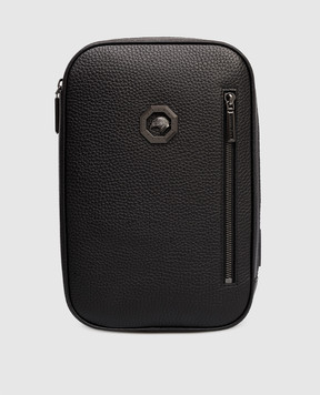 Stefano Ricci Чорна шкіряна сумка-слінг з емблемою з рутенієвим покриттям ND200UVD