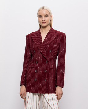 Dolce&Gabbana Бордовый двубортный жакет Taormina в полоску F29WPTFBMFW