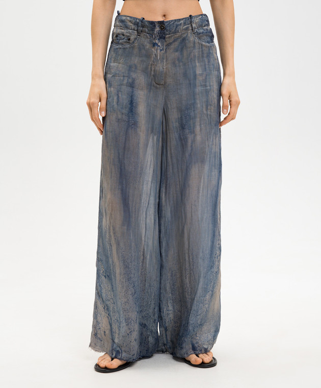 Masnada Сині штани з рамі з принтом 8053 зображення 3