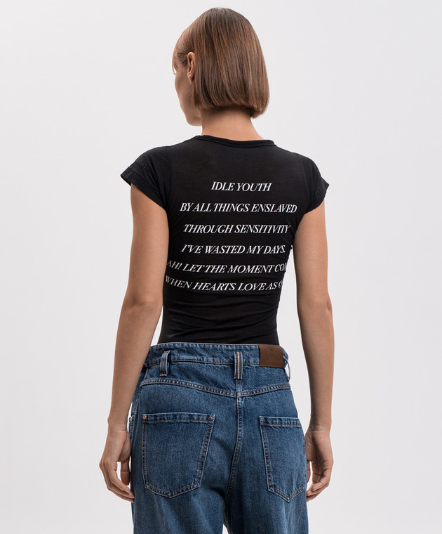 Balenciaga Черная футболка с принтом 871745TUVP9 изображение 4