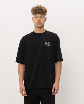 Off-White Черная футболка с принтом логотипа и эмблемы 44MAA120F26J01E