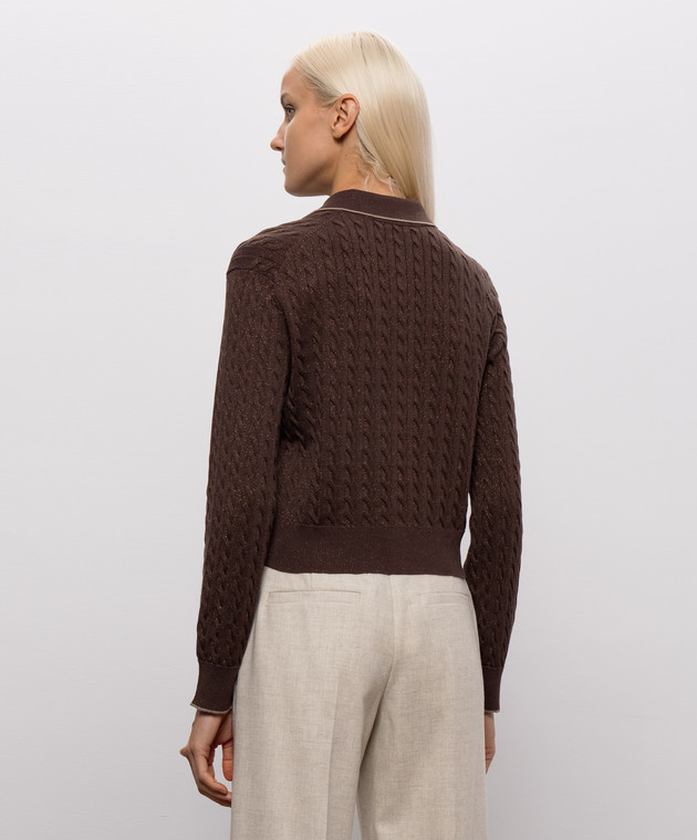 Brunello Cucinelli Коричневый кардиган с люрексом MAZ226116 изображение 4