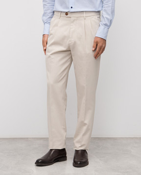Brunello Cucinelli Бежеві штани з бавовни M252UE1950