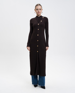 Twinset Коричневий кардиган з вовною в рубчик 252TT3400