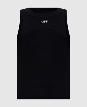 Off-White Чорний топ в рубчик з вишивкою логотипа 2FA00673T