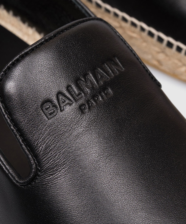 Balmain Черные кожаные эспадрильи с тиснением логотипа HM1UG411LNAP изображение 5