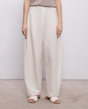 BOBOUTIC Брюки цвета айвори из шелка и льна 5025