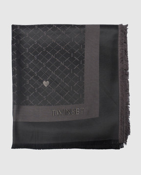 Twinset Черный платок в ткани логотипа шаблон 261TA4270