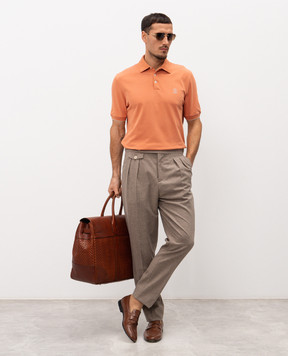 Brunello Cucinelli Оранжевое поло с принтом эмблемы ME8548788