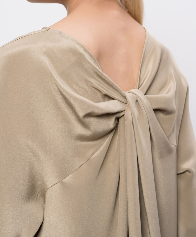 Max Mara Бежева блуза MXEGATTINI із шовку MXEGATTINI зображення 5