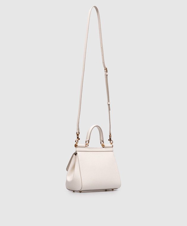 Dolce&Gabbana Белая кожаная сумка Sicily с логотипом BB6003B1001 изображение 3