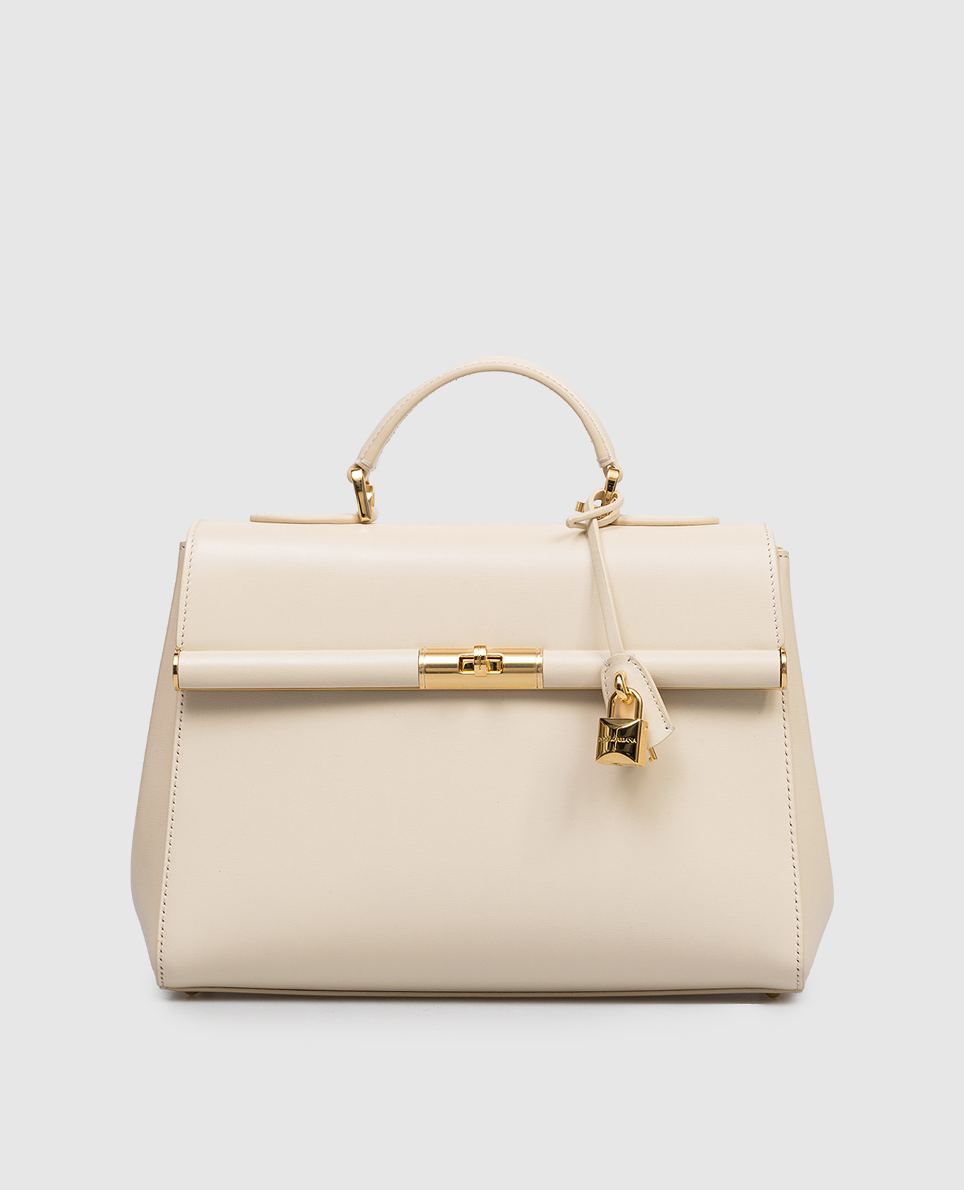 Кожаная сумка-сетчел цвета айвори Marlene