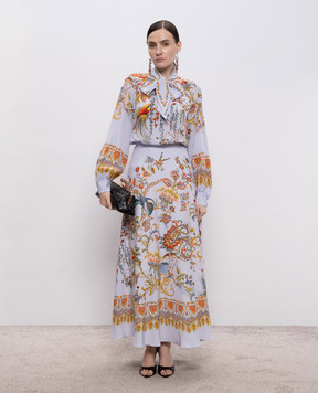 Etro Блакитна блуза із шовку в принт WRJA009199SP1N6