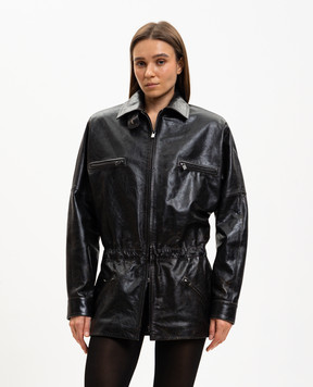 Magda Butrym Черная кожаная куртка с винтажным эффектом LEATHER19JACKET271526