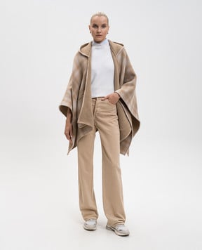 Woolrich Бежевое пончо с шерстью в клеточку CFWWAC2017FRUT5147