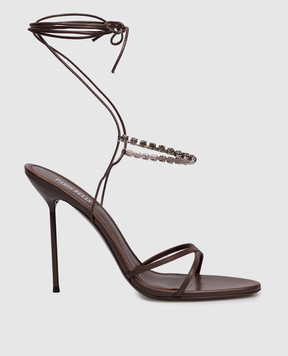 Paris Texas Коричневі шкіряні босоніжки Lidia з кристалами PX1957XNPCE