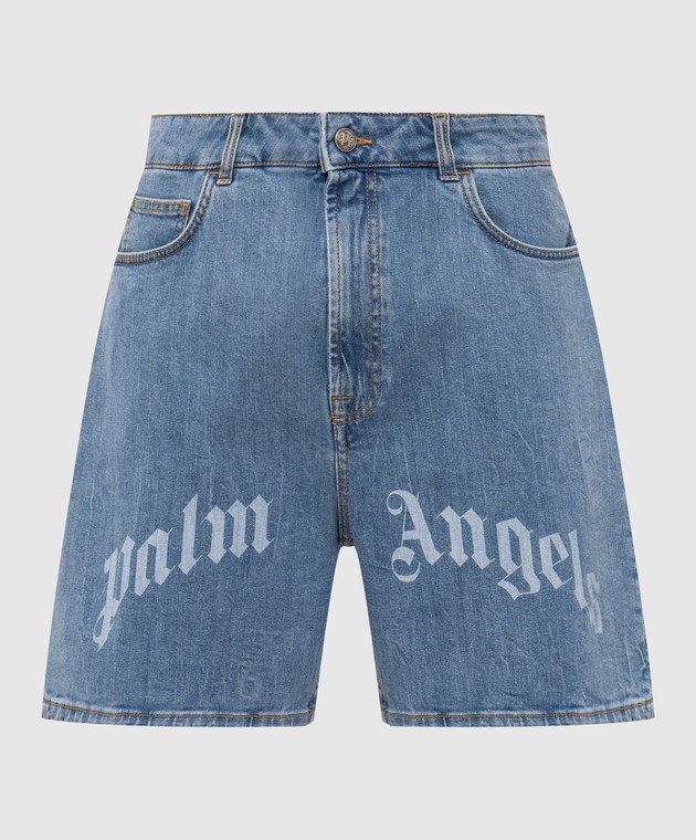 Palm Angels Голубые джинсовые шорты с принтом логотипа PAMYC001DN001