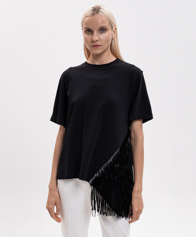 Max Mara Sportmax Чорна футболка SPONDA з бахромою SPDSPONDA зображення 3
