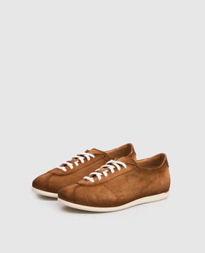 Santoni Коричневі замшеві кросівки з перфорацією WBYR61449TIRTTNY