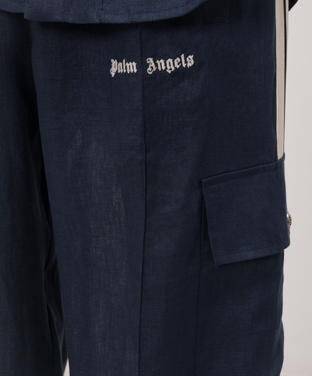 Palm Angels Сині штани-карго з льону PMCF03CS26FAB001 зображення 5