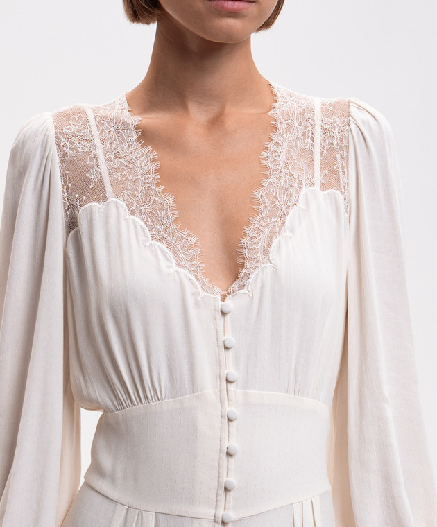 Twinset Платье-рубашка с кружевом цвета айвори 262TP2480 изображение 4
